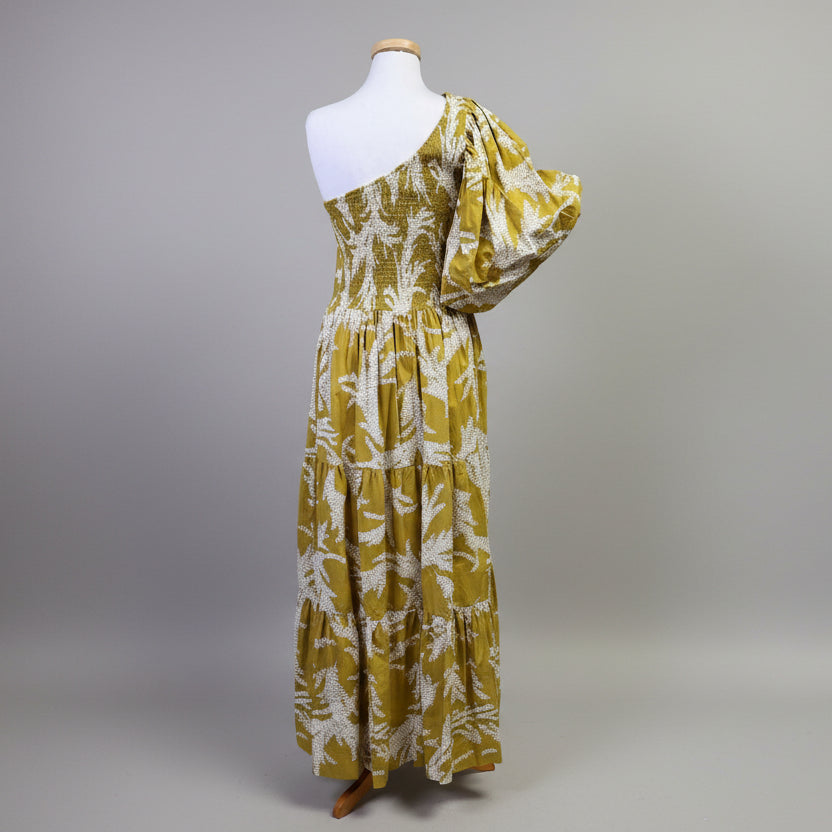 SWF chartreuse floral maxi dress, size M