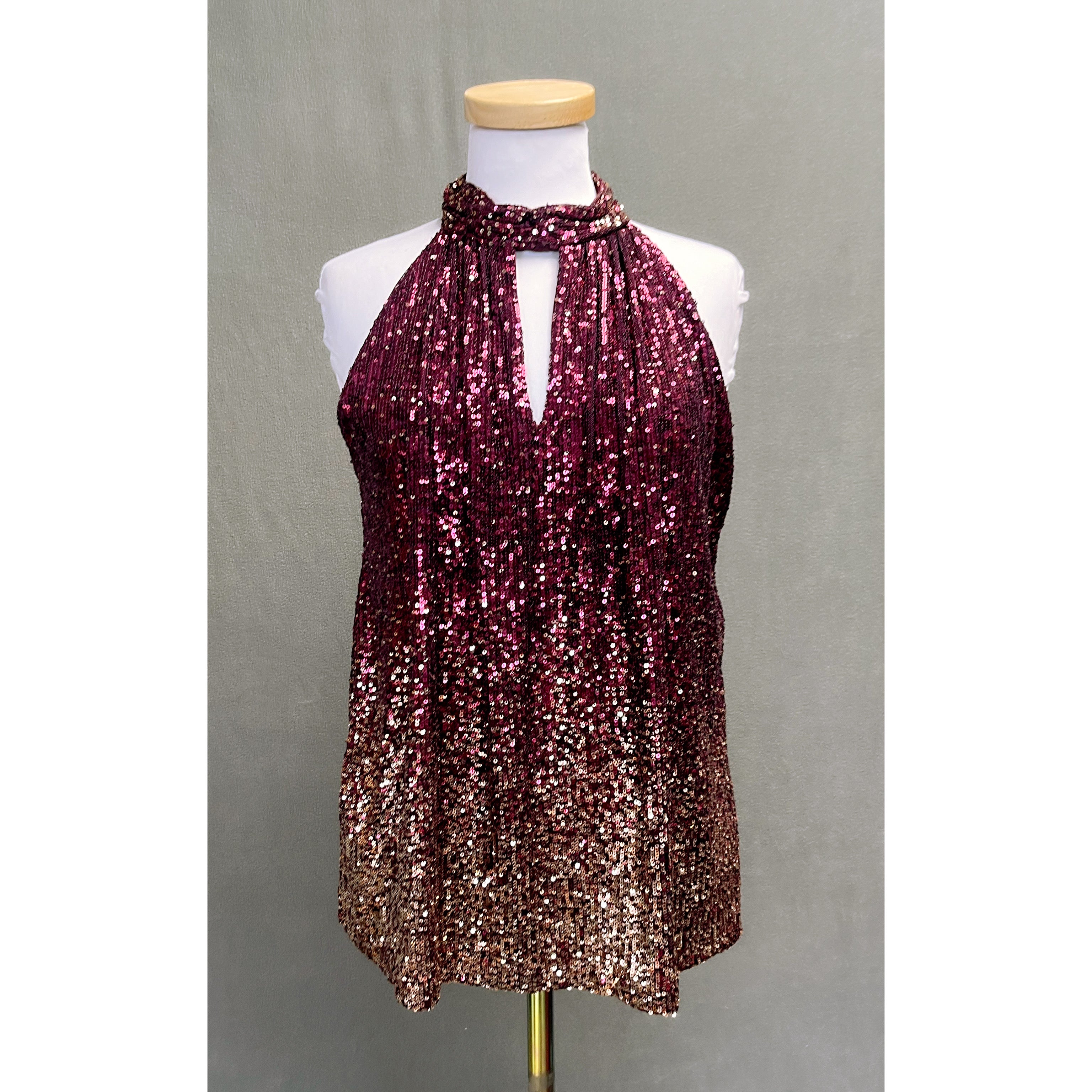 The Limited burgundy & gold sequin blouse, size XL, NEW WITH TAGS!