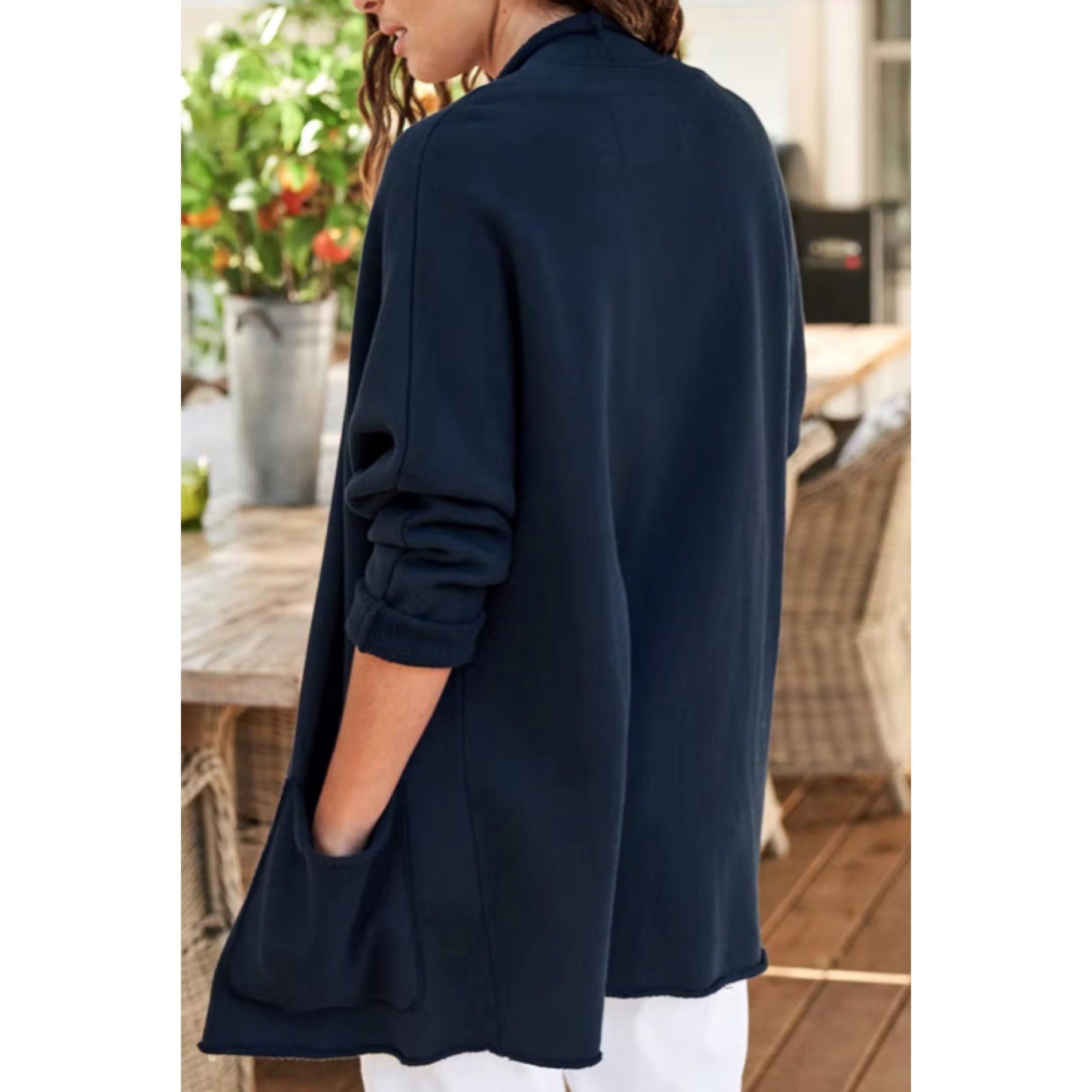 Frank & Eileen navy Barbara Beach cardigan, size XS