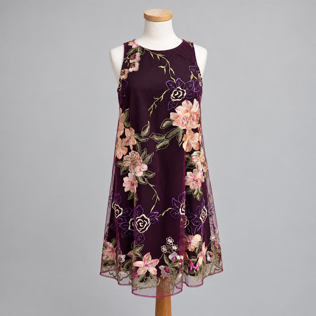 Versona eggplant floral dress, size S, NEW WITH TAGS!