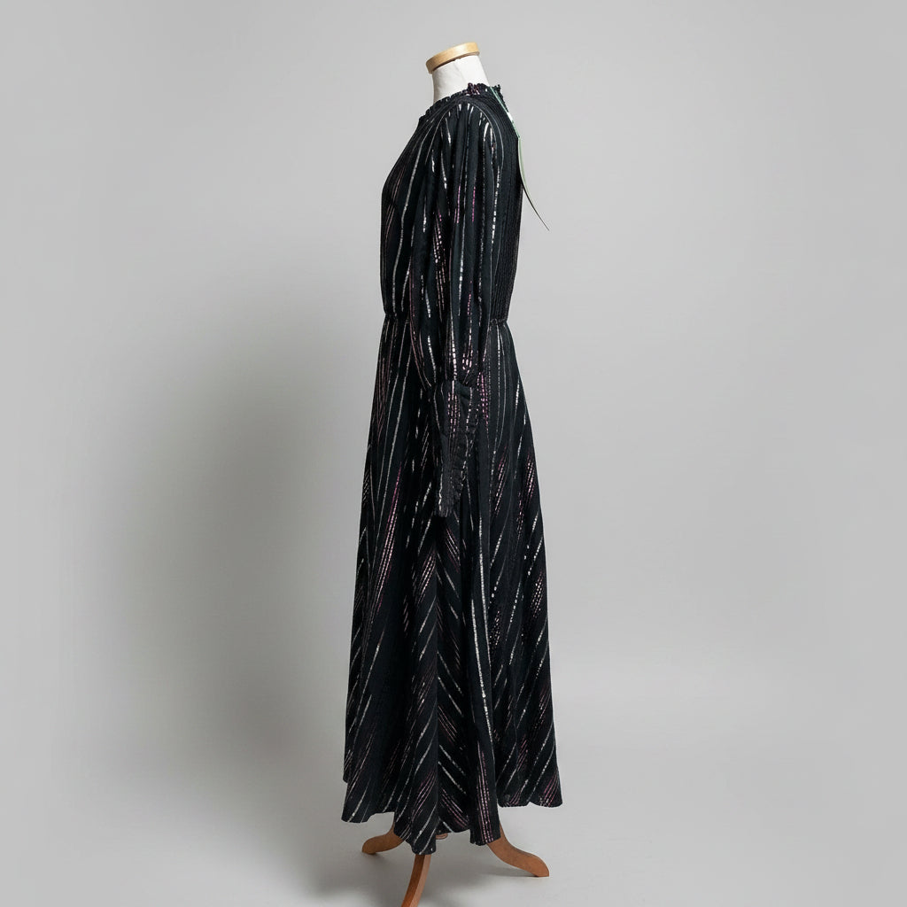 FARM Rio black Lurex Stripes dress, size M