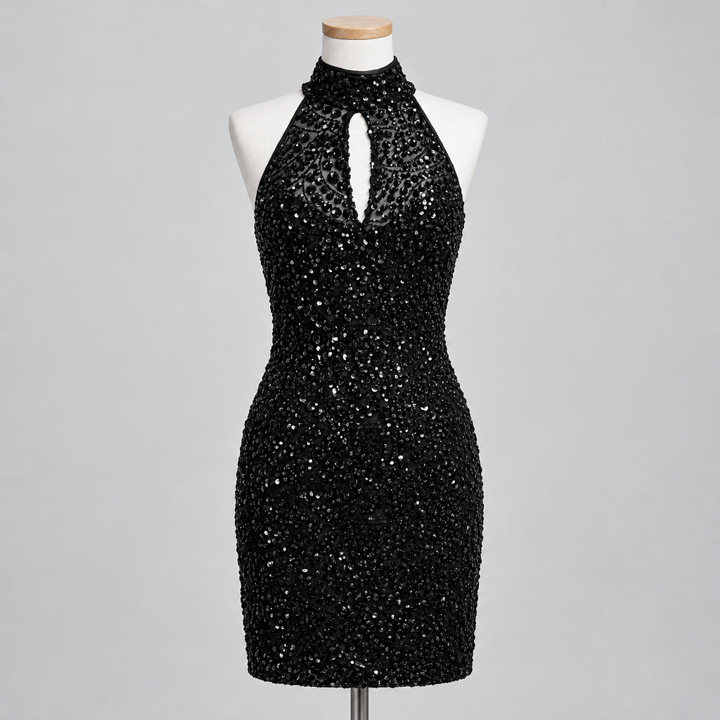 Lauren black sequin dress, size 8, NEW WITH TAGS!