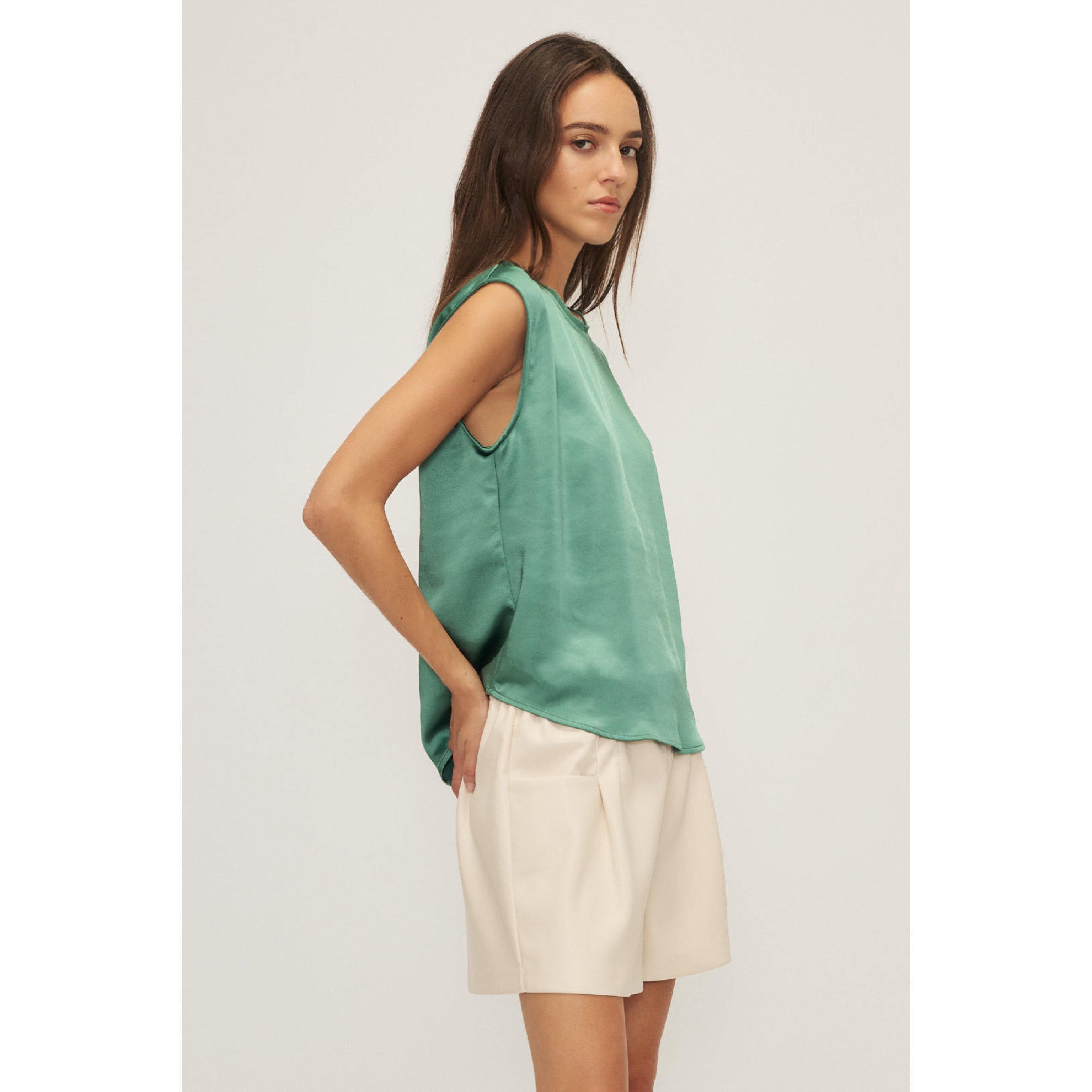 Melissa Nepton sage satin Lima blouse size S, NEW WITH TAGS!