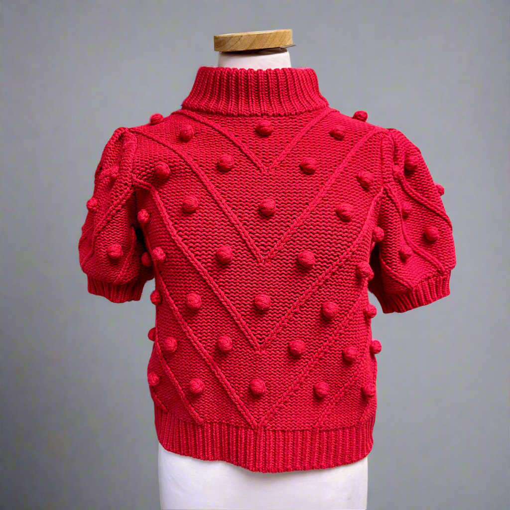 English Factory red pom pom sweater, size S