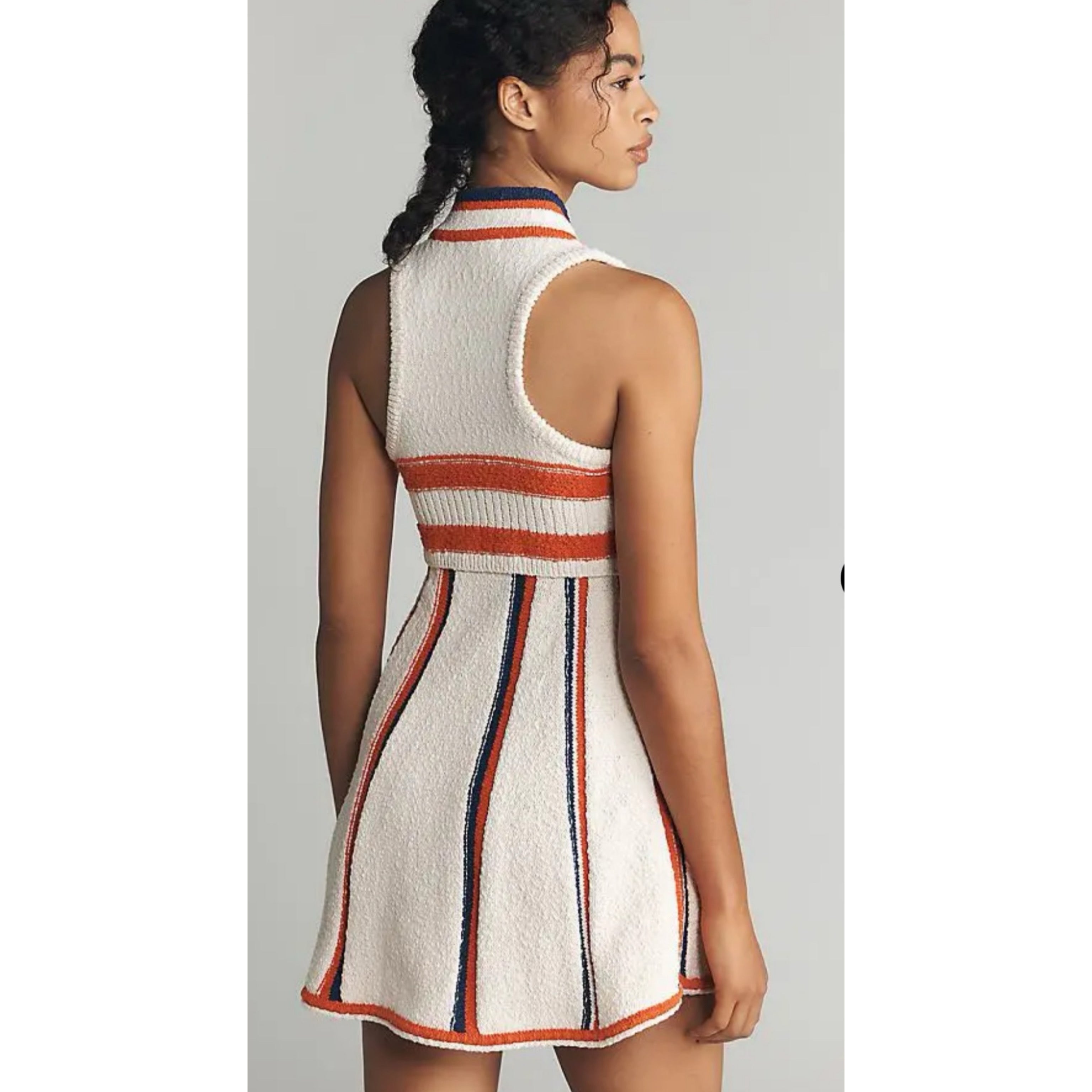 Daily Practice ivory, orange, and blue knit dress, size S