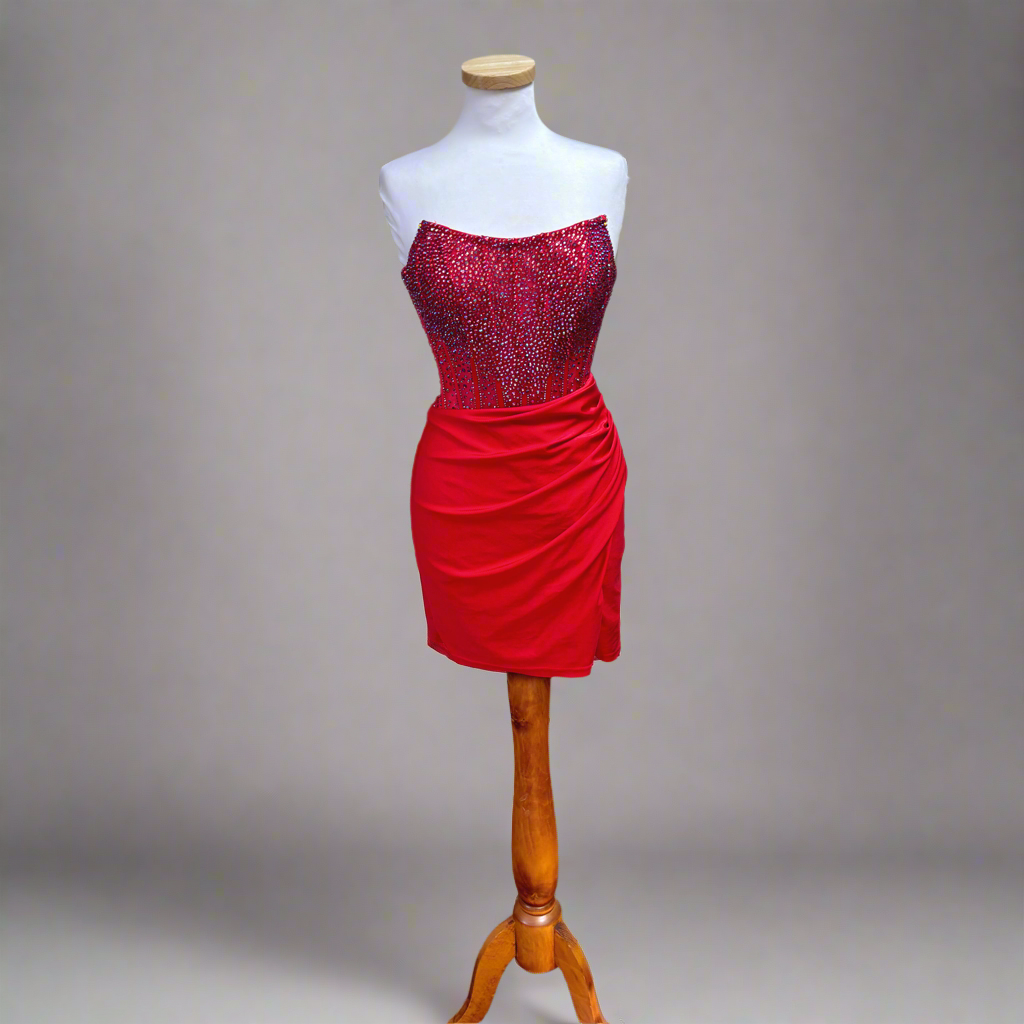 Ashley Lauren red beaded dress, size 2