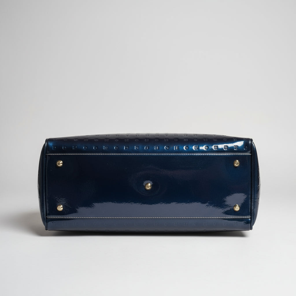 Arcadia metallic blue patent leather satchel, LIKE NEW!