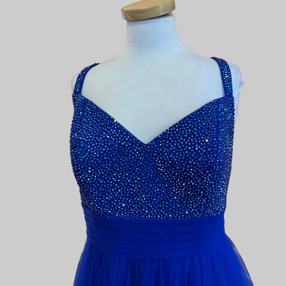La Femme cobalt blue beaded dress, size 16, NEW WITH TAGS!