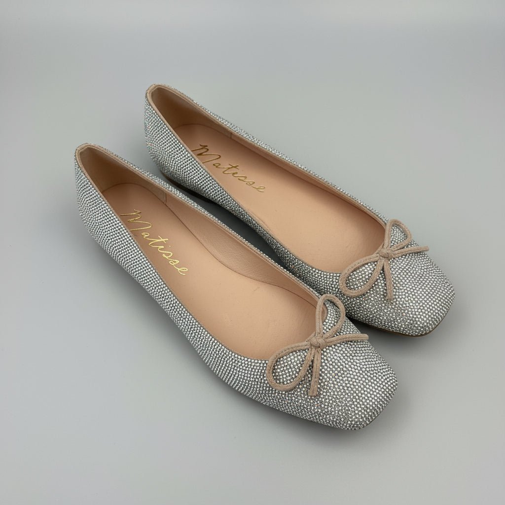 Matisse silver rhinestone ballet flats, size 8.5, NEW IN BOX!