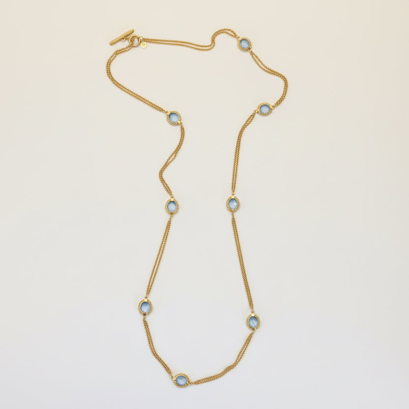 Julie Vos gold plate and pale blue stone necklace