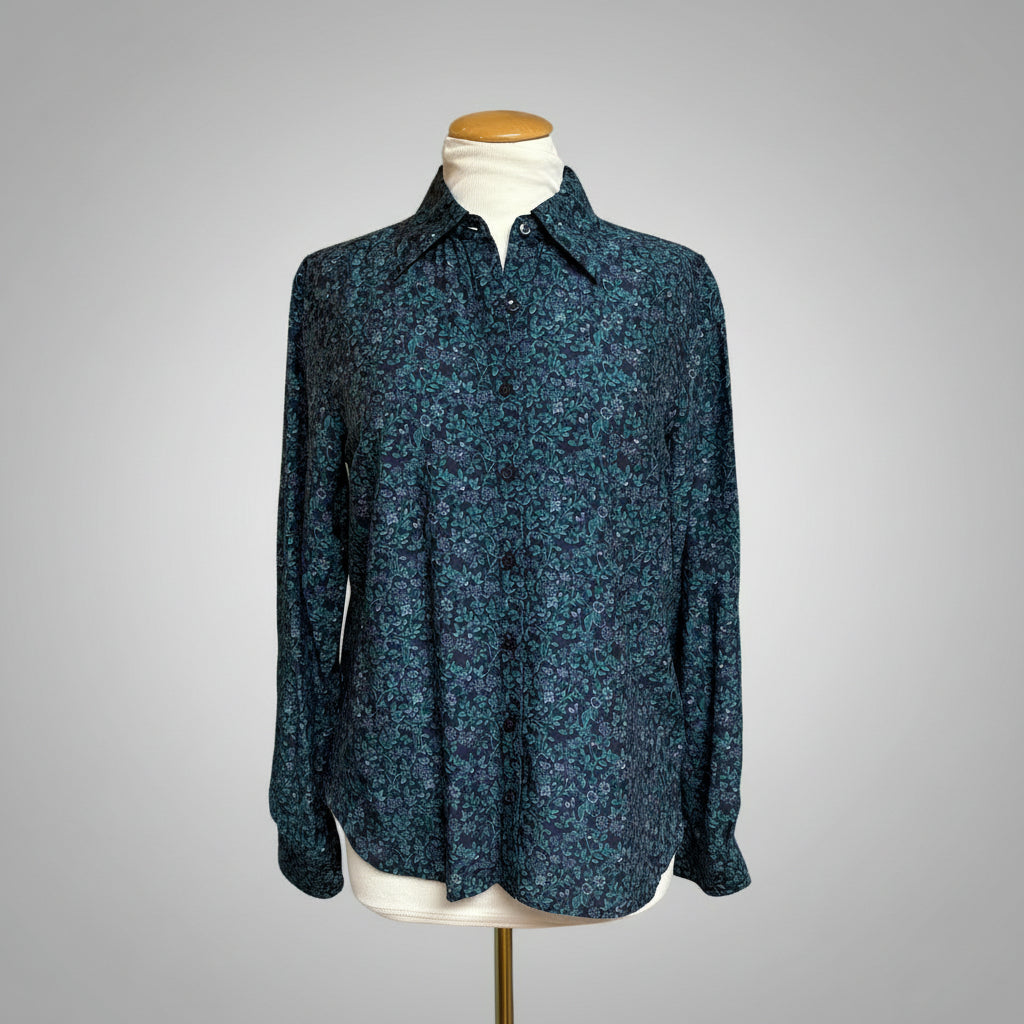 Trovata teal floral Jacquelin blouse, size S