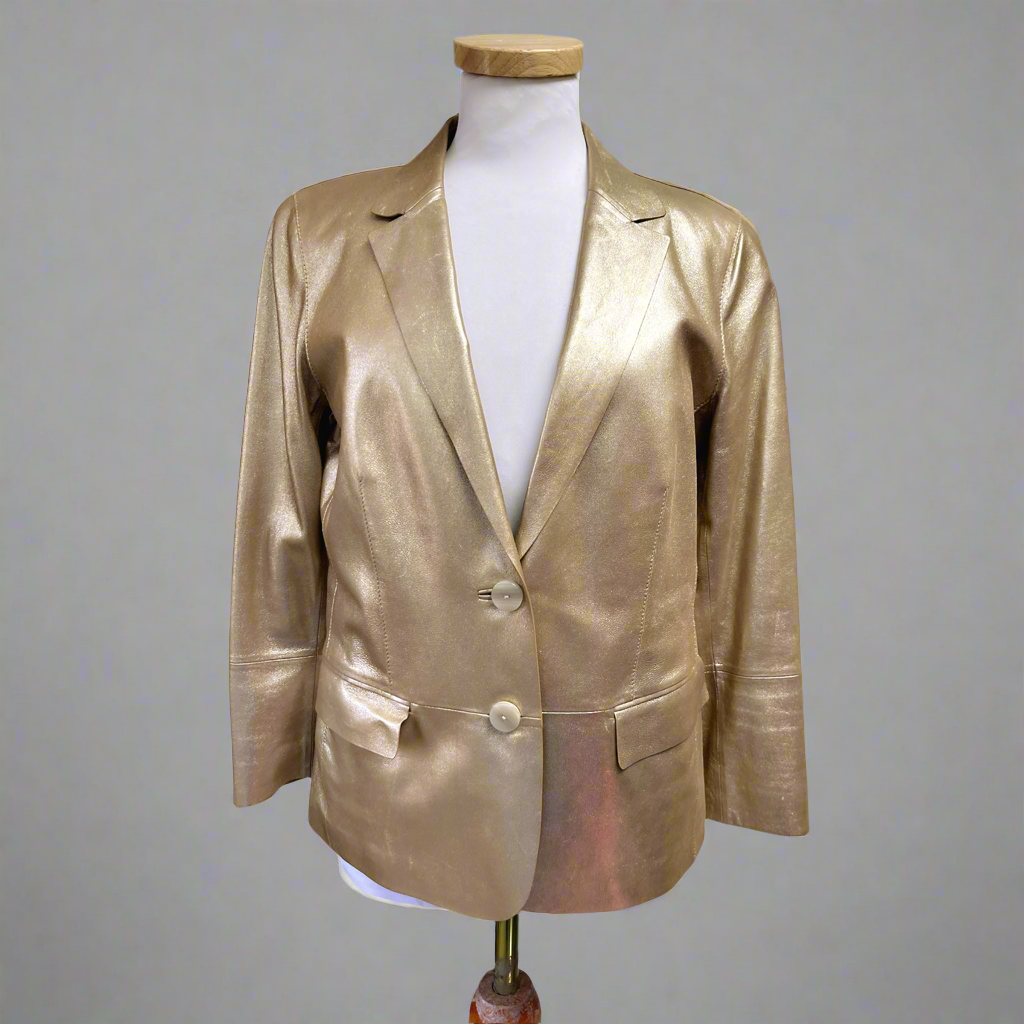 Lafayette 148 gold leather jacket, size 6