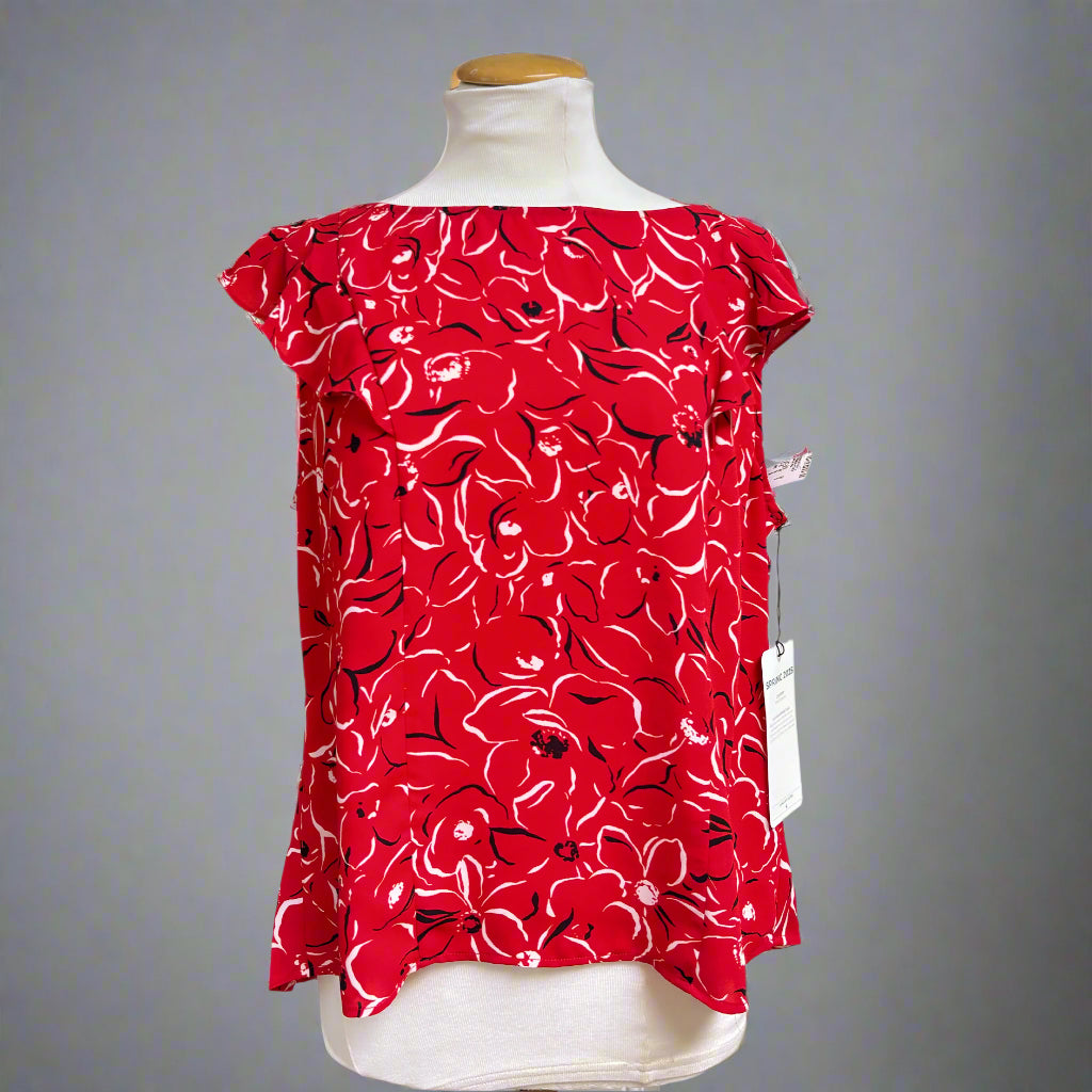 Cabi red print Wink top, size M, NEW WITH TAGS!