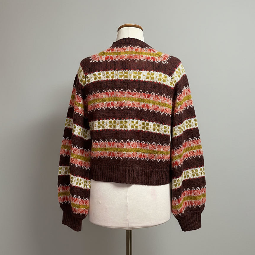 The Great burgundy Loom stripe cardigan sweater, size XS