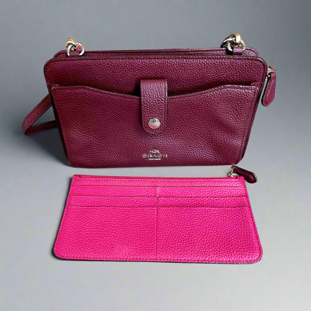 Coach burgundy leather Noa Pop Up Messenger bag