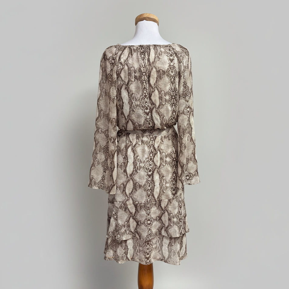 White House/Black Market tan python print dress, size L