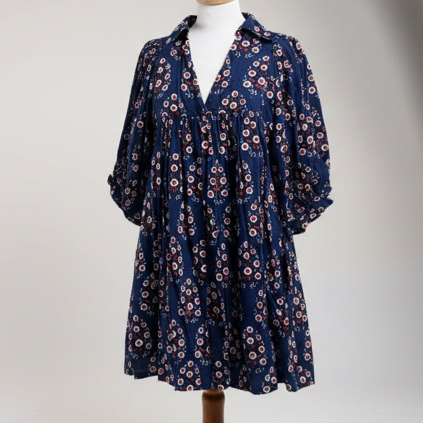 Saule Parc navy and red floral dress, size M