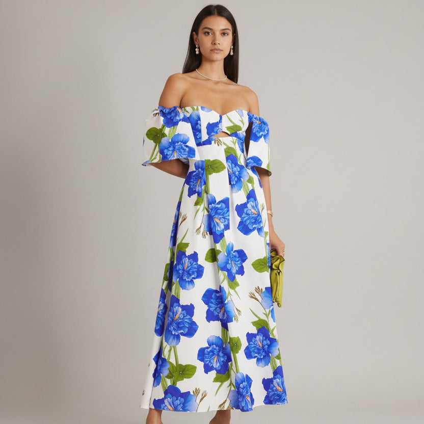 Borgo de Nor blue floral Giovanna dress, size 2