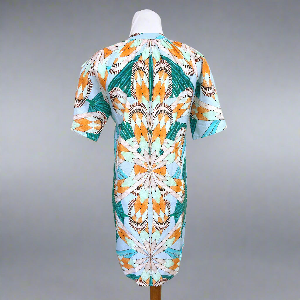 Oliphant blue and orange print Blue Palmetto dress, size XS