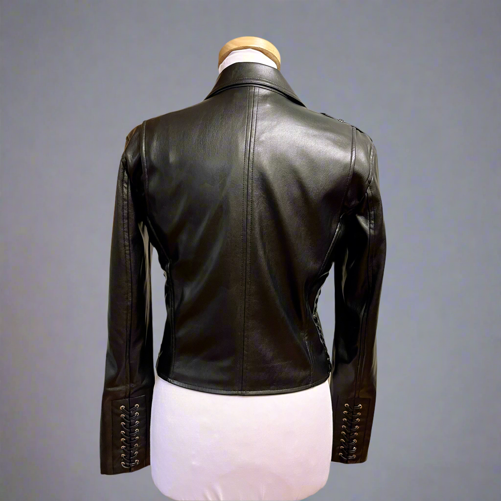 Generation Love black vegan leather moto jacket, size S