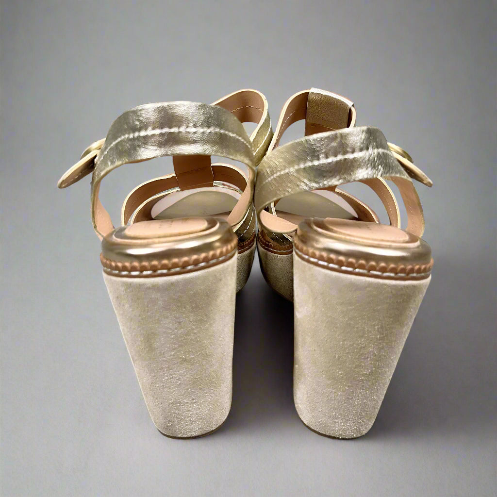 Cole Haan gold wedge sandals size 6 BRAND NEW