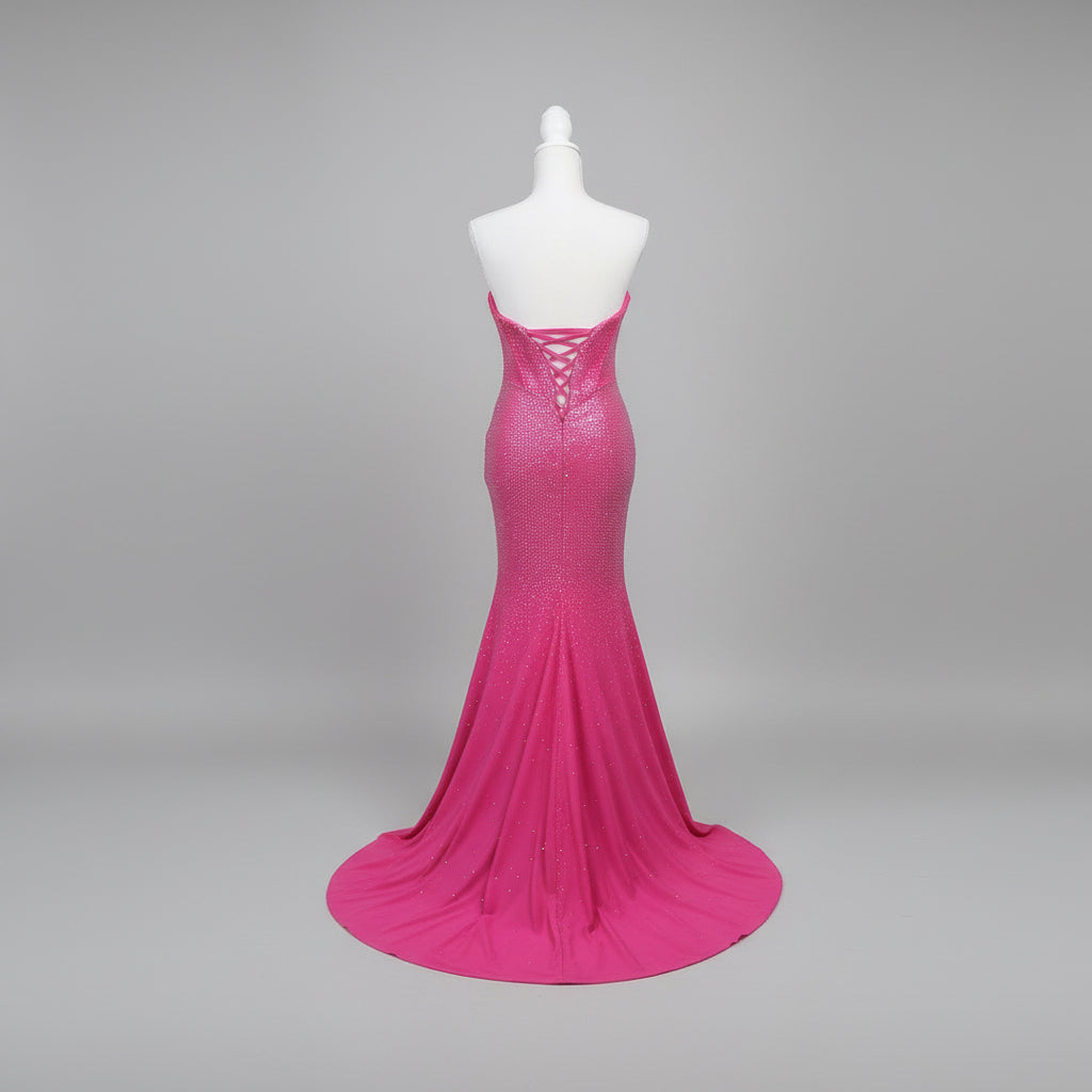 Mori Lee pink strapless corset jeweled dress, Size 0