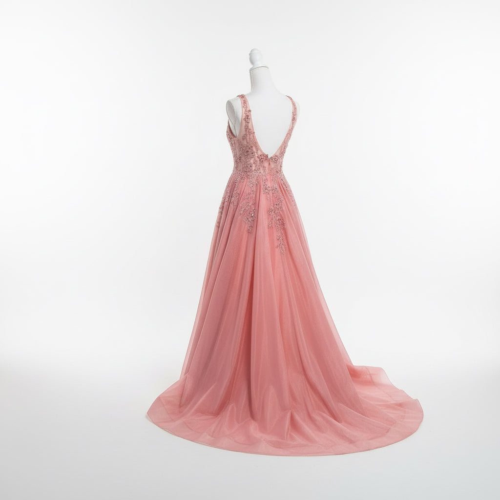 Aspeed blush beaded glitter a-line dress, Size XS