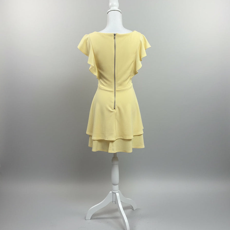 Midnight Doll yellow ruffle mini dress, Size S