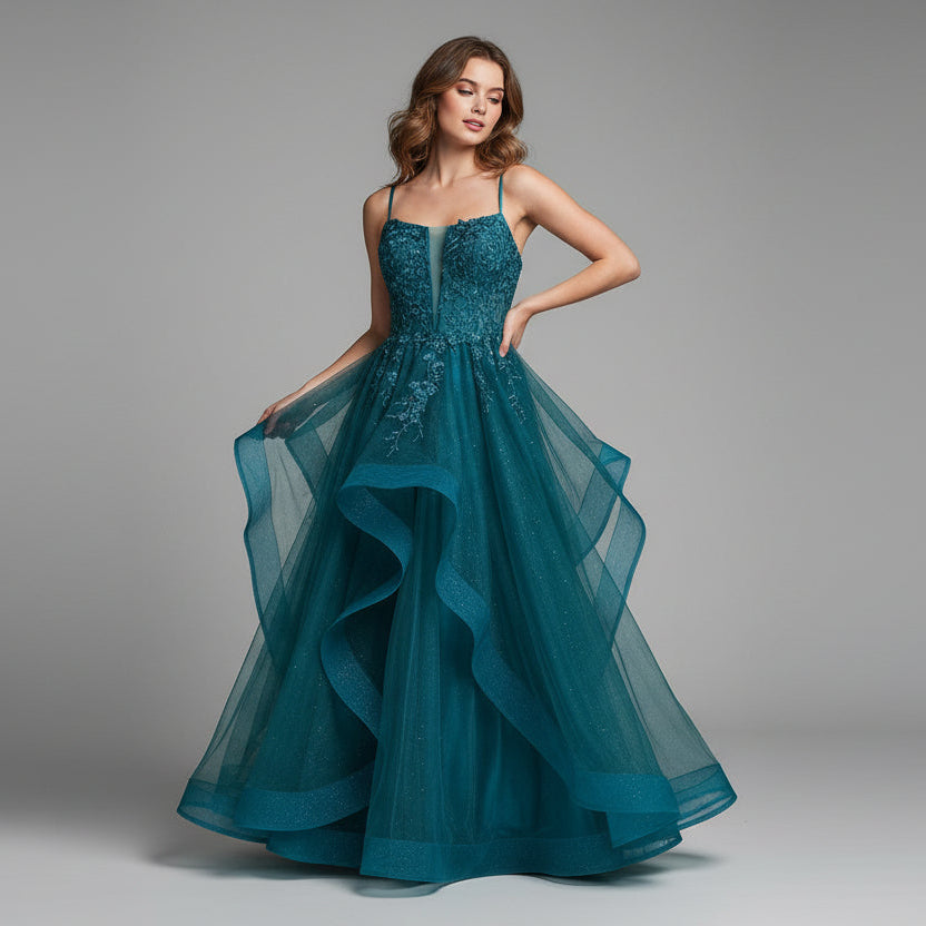Eureka teal corset ball gown, Size XXXL