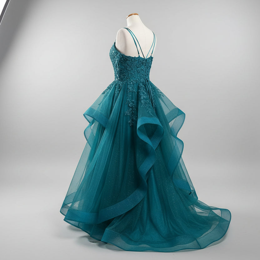 Eureka teal corset ball gown, Size XXXL