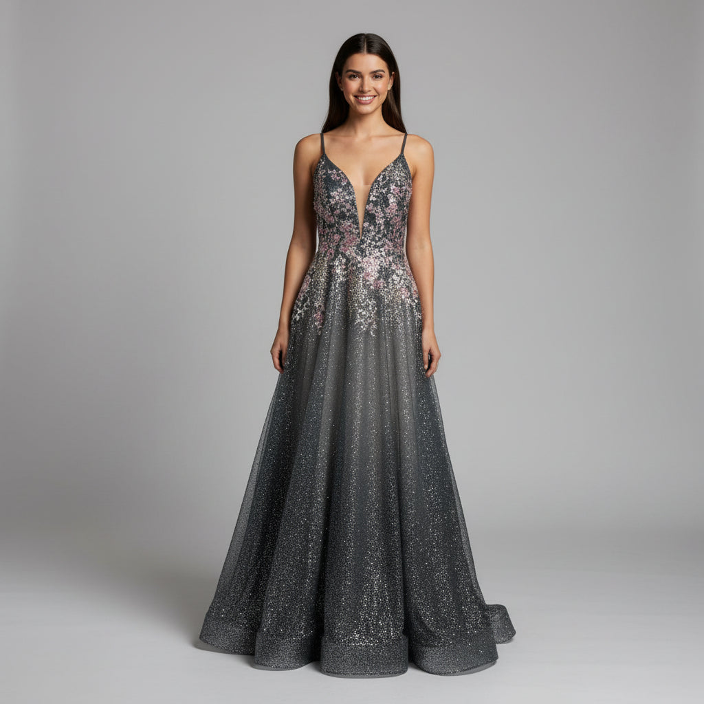 Camille la Vie slate floral dress, size 6, NEW WITH TAGS!