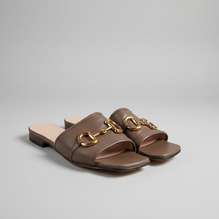 Reike Nen mocha leather Noodle sandals, size 39