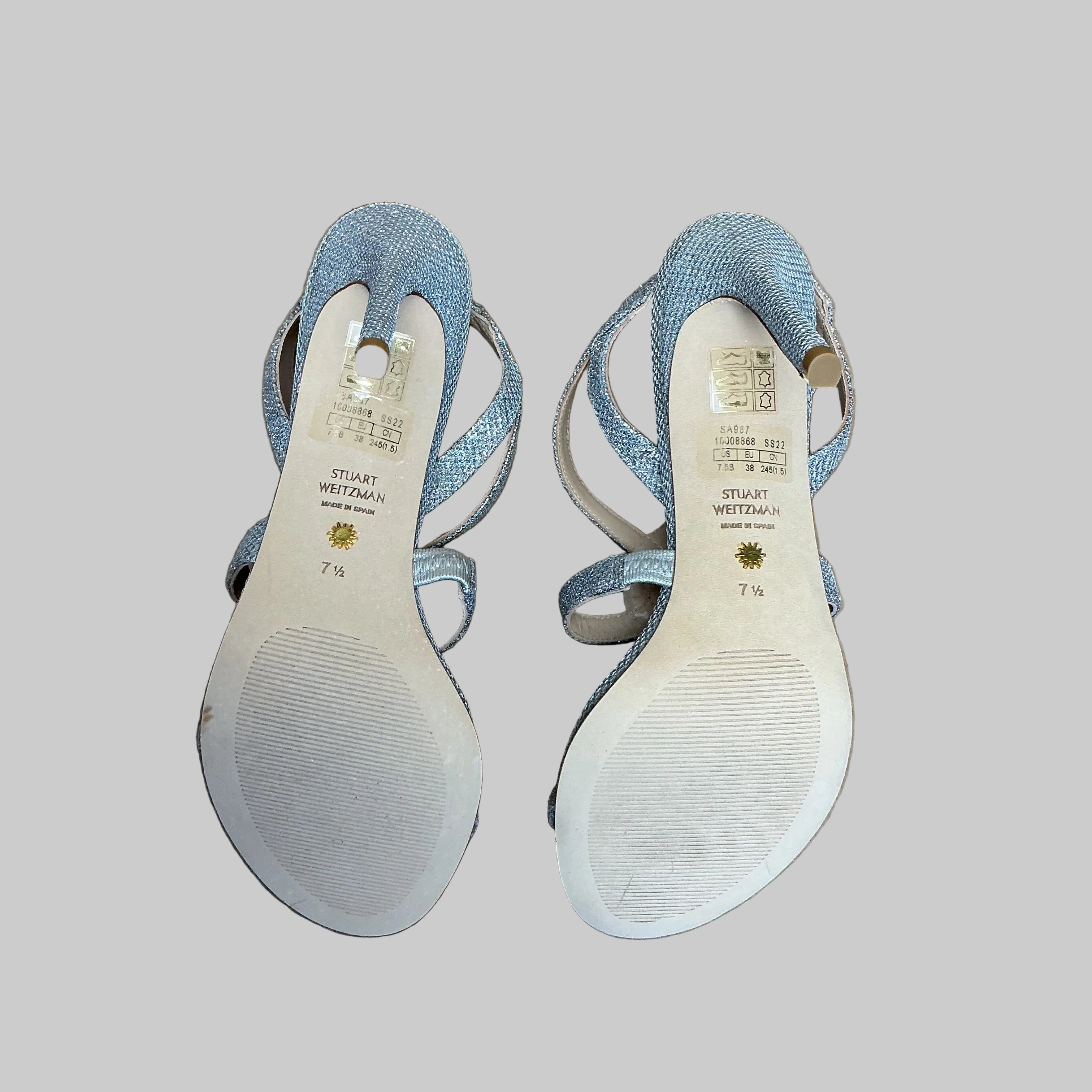 Stuart Weitzman silver Soiree 100 shoes, NEW IN BOX!