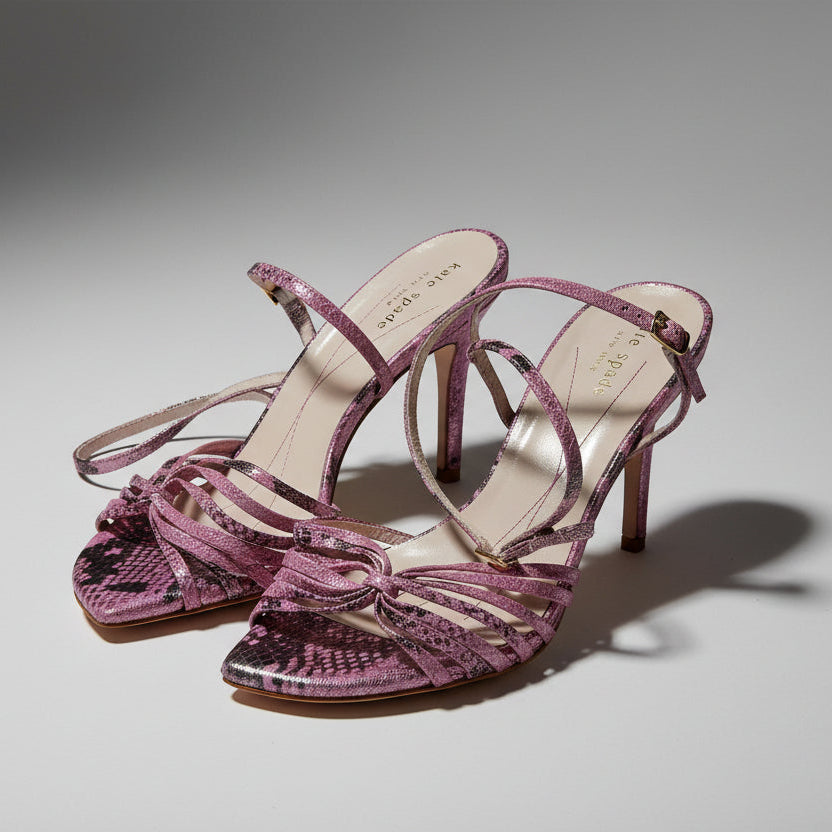 Kate Spade pink metallic lizard sandal, size 8.5