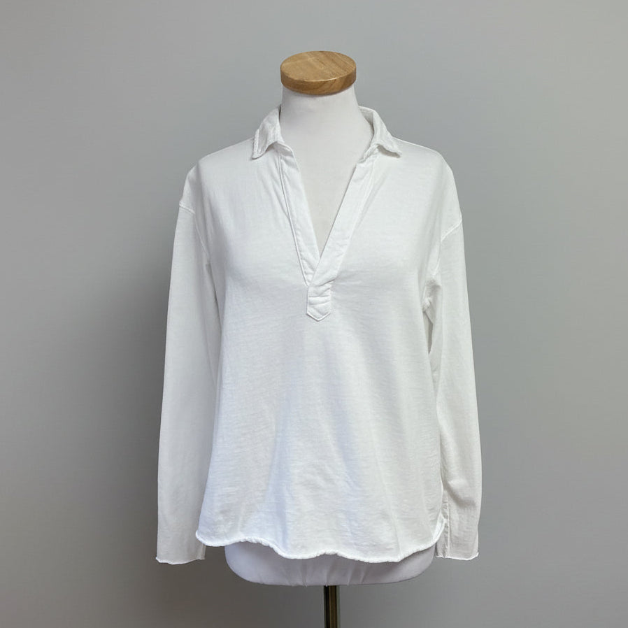 Frank & Eileen white long sleeve Popover Henley, size XS