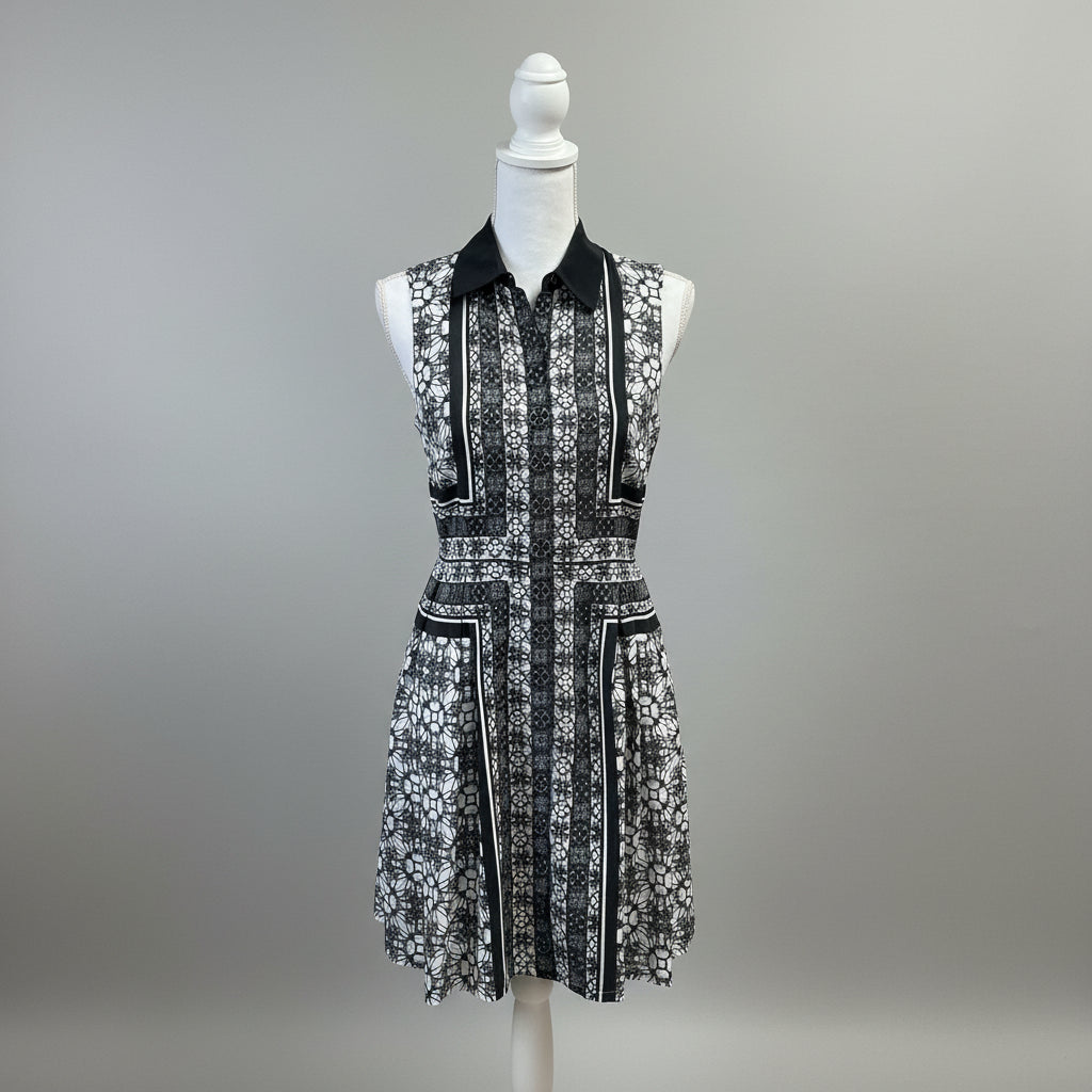 Ali Ro black and white silk dress, size 2, NEW WITH TAGS!