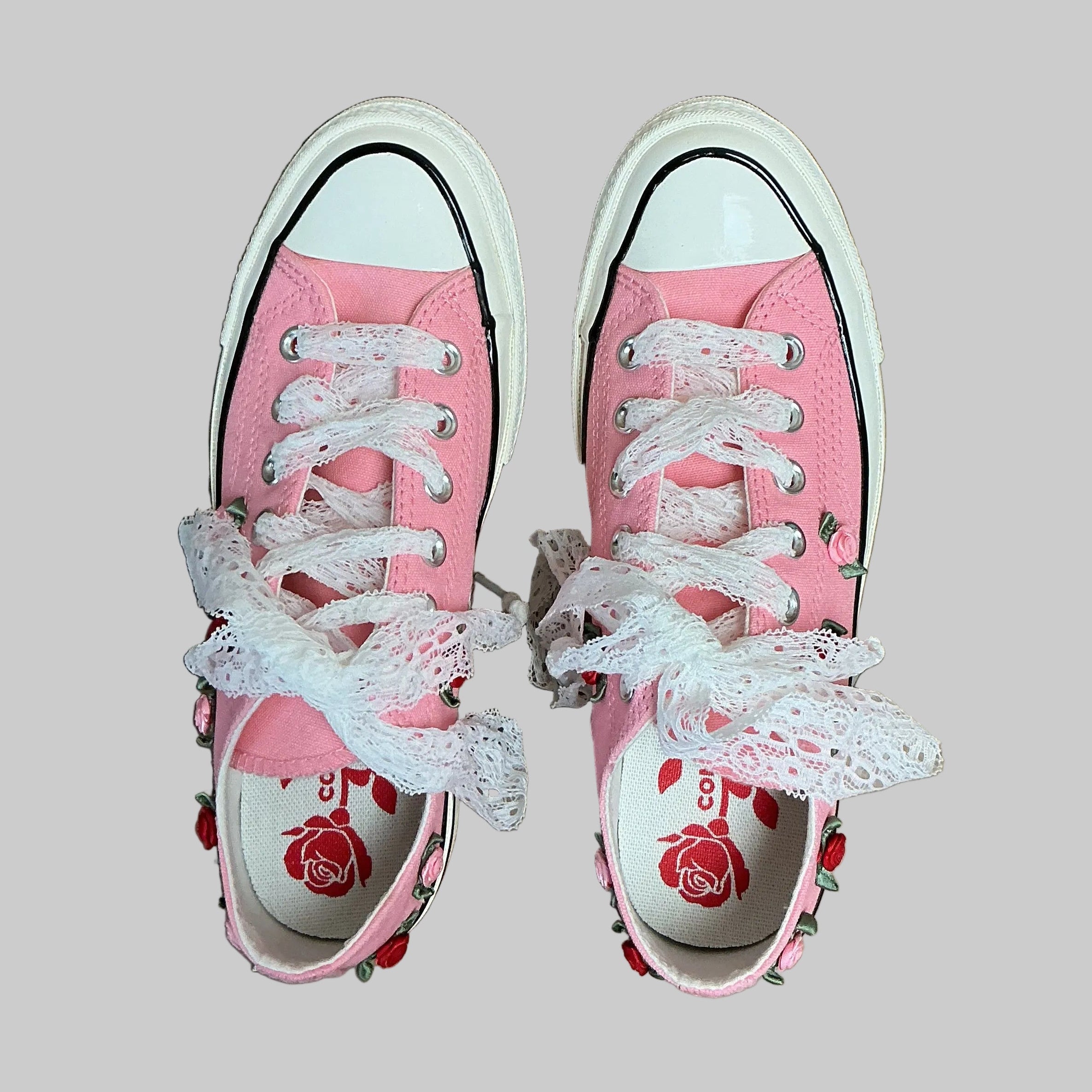 Converse pink Valentine’s Day rose shoes, Size 7