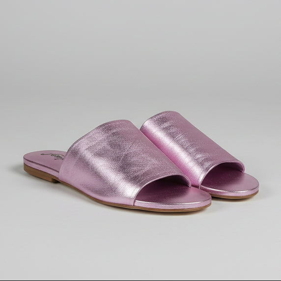 Free People pink metallic Vicente Slides, Size 8, BRAND NEW!