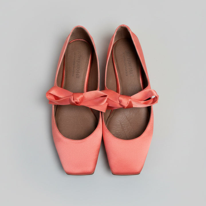 Jeffrey Campbell coral satin bow flats, Size 7.5, BRAND NEW!