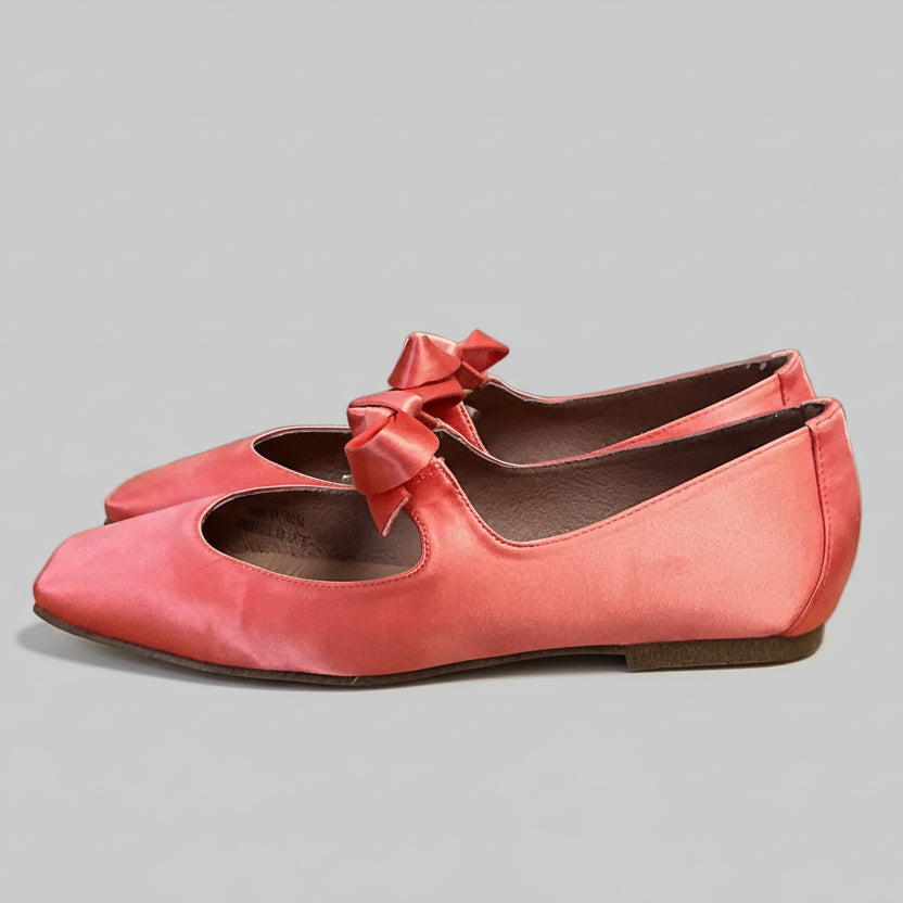 Jeffrey Campbell coral satin bow flats, Size 7.5, BRAND NEW!