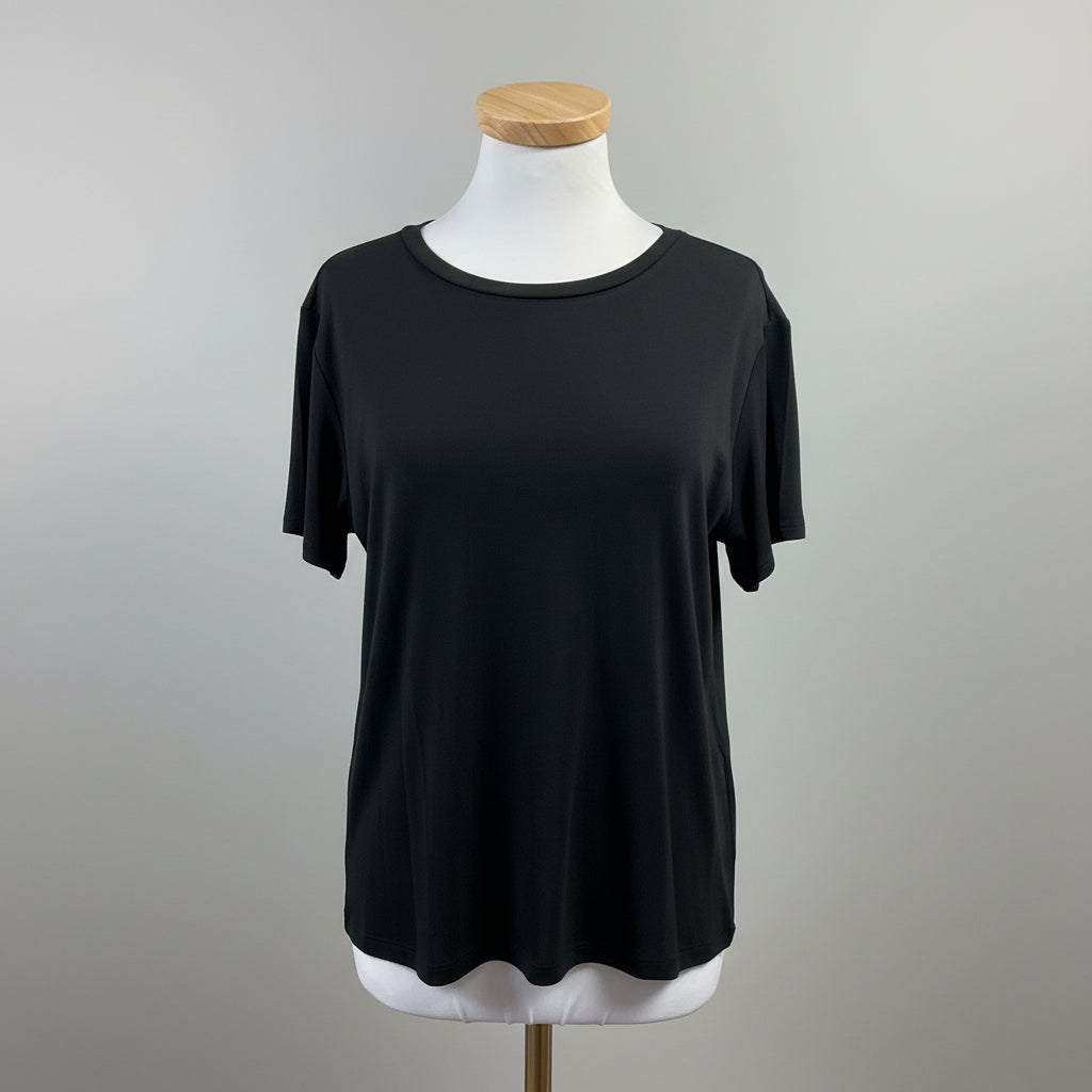 Eileen Fisher black silk tee, size S, NEW WITH TAGS!