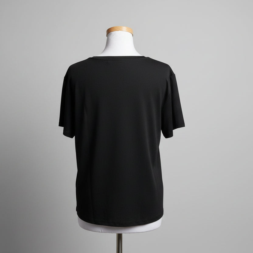 Eileen Fisher black silk tee, size S, NEW WITH TAGS!
