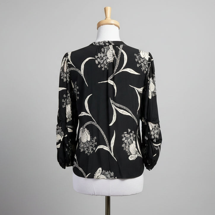 Joie black and cream floral blouse, size S
