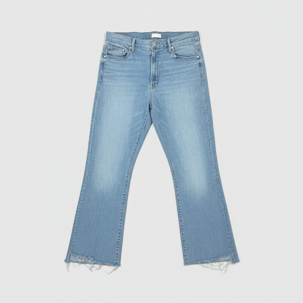 Mother pale denim Insider Crop Step Fray jeans, Size 32