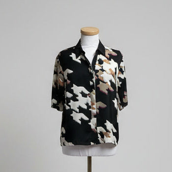 Trina Turk black print blouse, size M