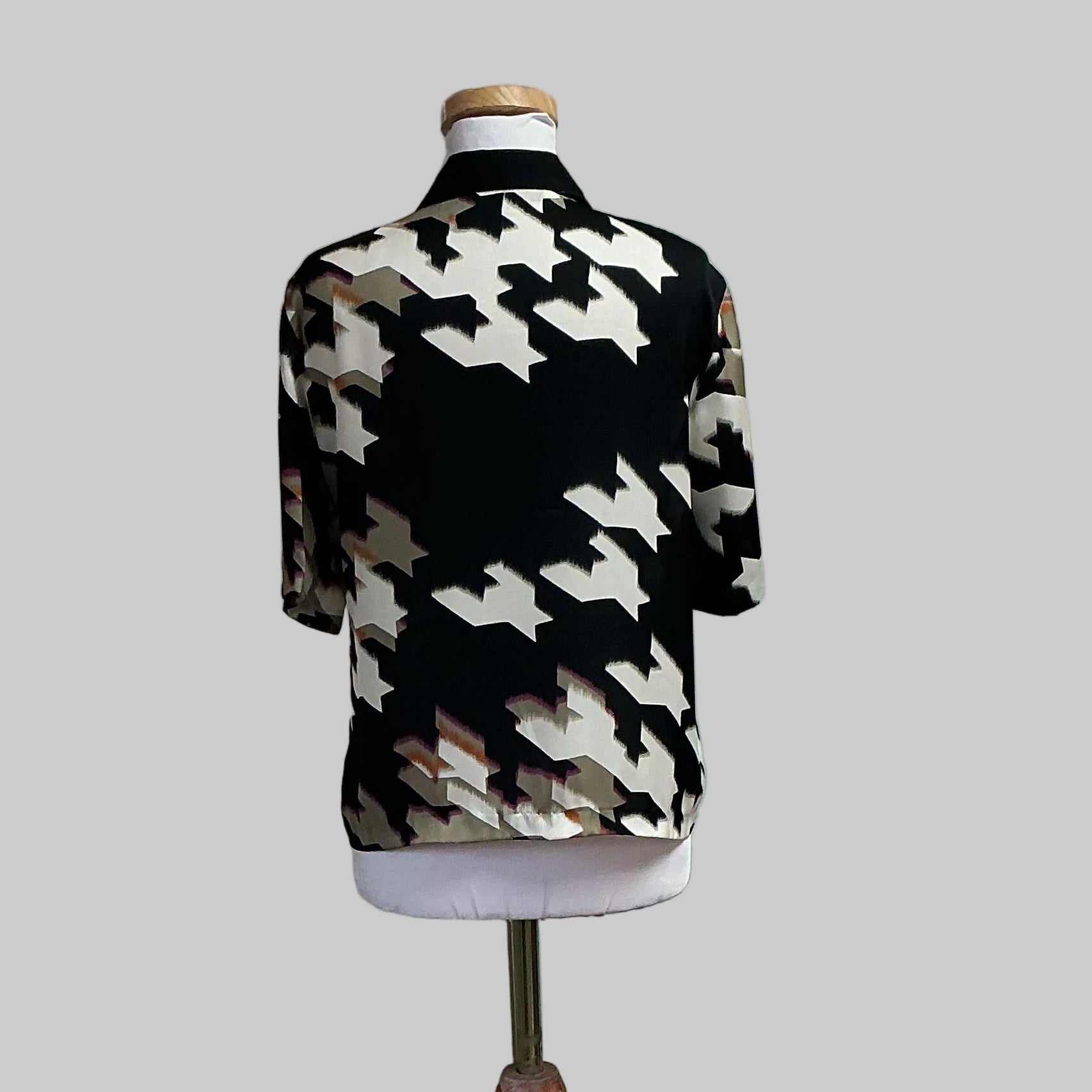 Trina Turk black print blouse, size M