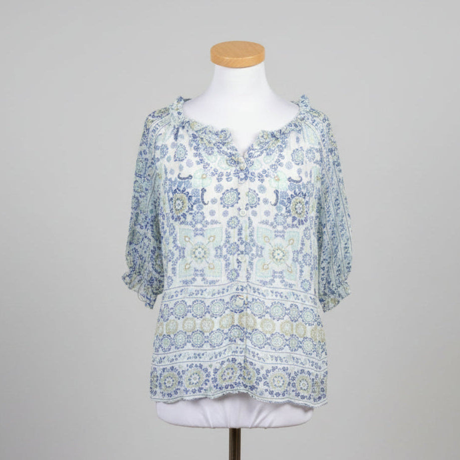 Joie white and blue floral Moneta blouse, size S, NEW WITH TAGS!