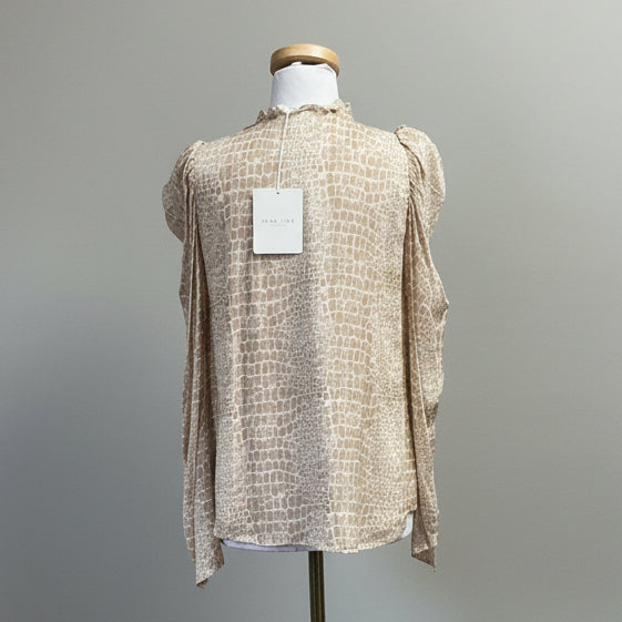 Anna Cate tan croc print blouse, size S, NEW WITH TAGS!
