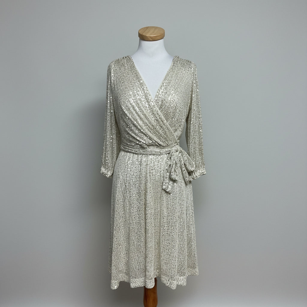 DKNY silver sequin dress, size 14P, NEW WITH TAGS!
