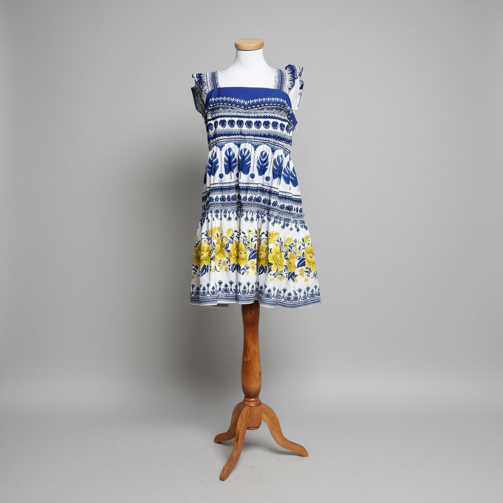 FARM Rio blue and yellow floral Zuli dress, size L